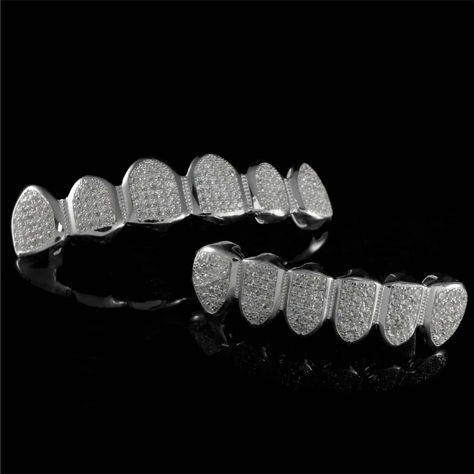 UWIN пользовательский Fit серебряный золотой цвет все Iced Out Роскошный AAA циркон горный хрусталь Топ и низ Золотые декоративные Зубные коронки набор хип-хоп ЗУБЫ подарок
