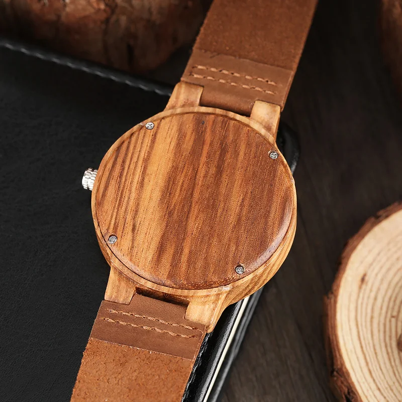 Часы из натурального бамбукового дерева с ремешком натуральной кожи креативный