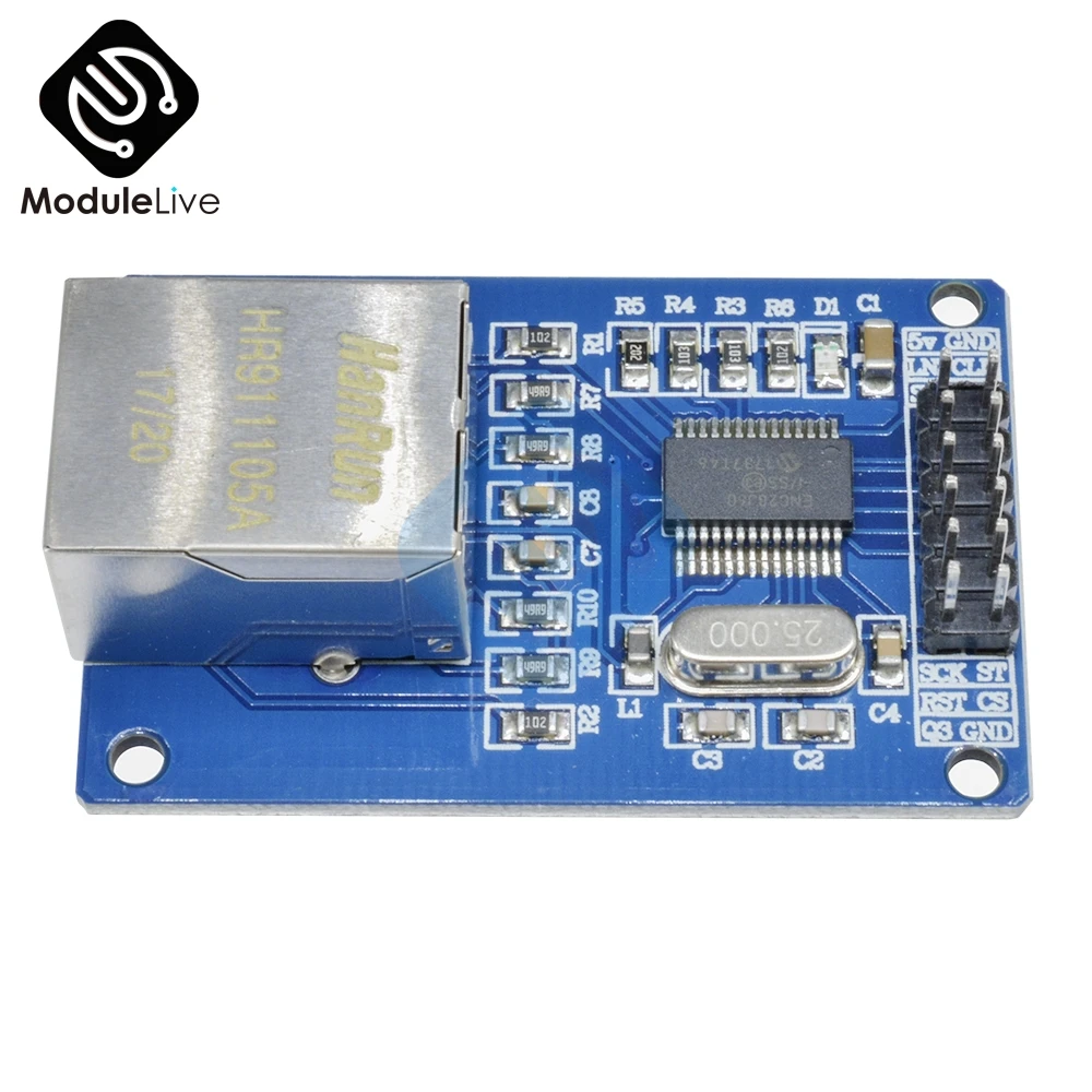 ENC28J60 LAN Ethernet сетевой модуль 25 МГц для Arduino Crystal AVR 51 LPC STM32 3 V 5V|Детали и аксессуары