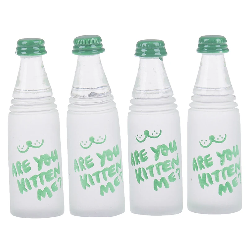 

4 PCS Mini Water Bottles Dollhouse Miniature Toy Doll Food Kitchen Living Room Accessories Kids Gift Pretend Play Toys