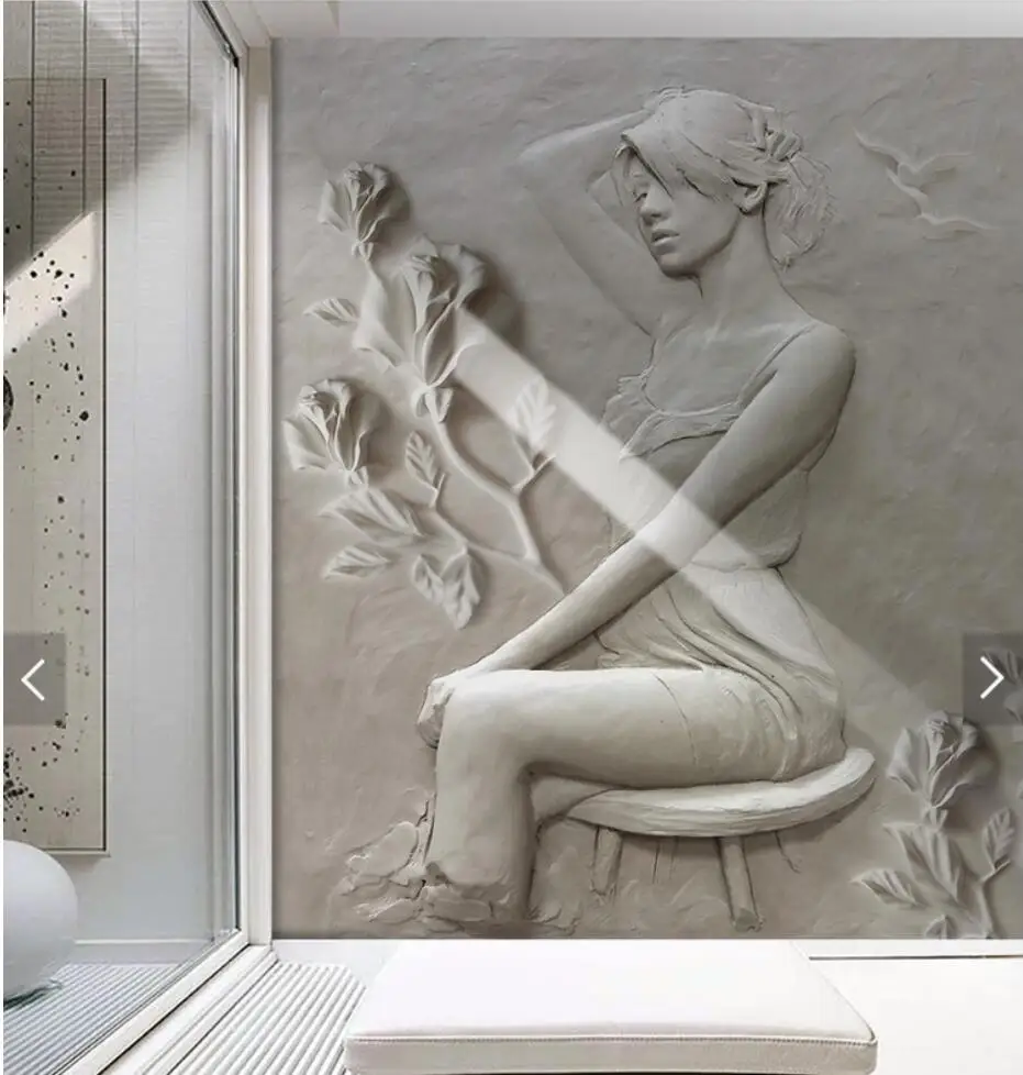 3D рельефная фотобумага с изображением девушки фотообои HD-печатью настенные