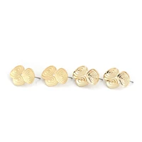 8seasons zinc based alloy ear post stud earrings findings irregular gold spiral w open loop diy charms 22mm x 16mm 10 pcs