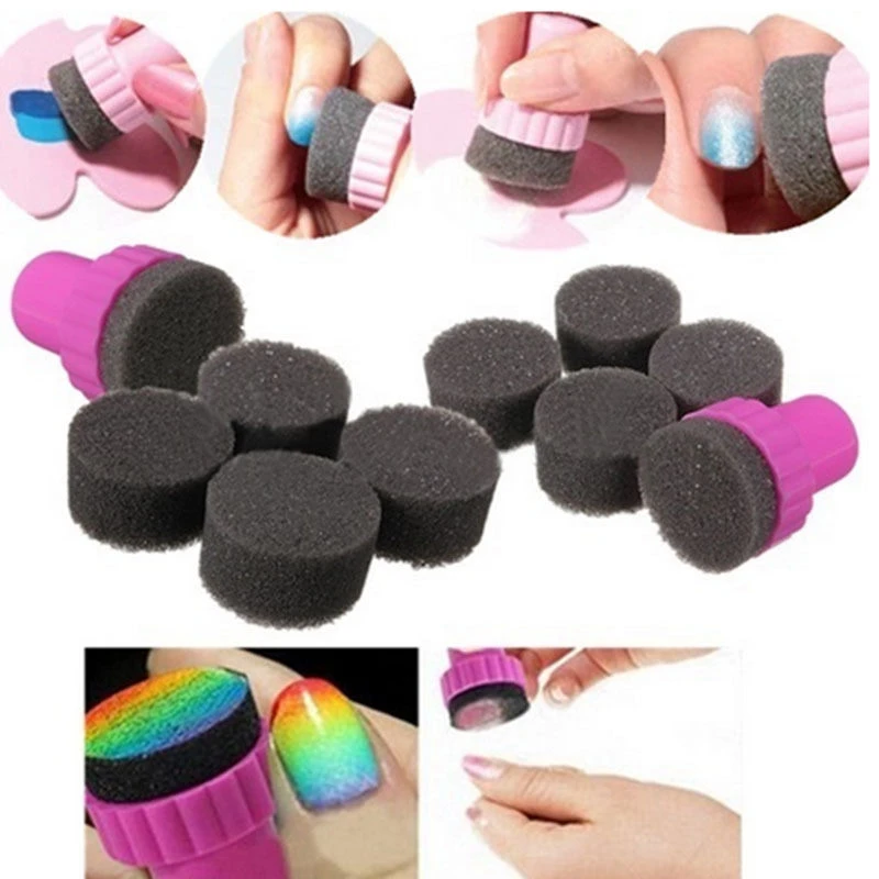 1 Набор губка для ногтей штамп шаблон переноса изображений инструмент