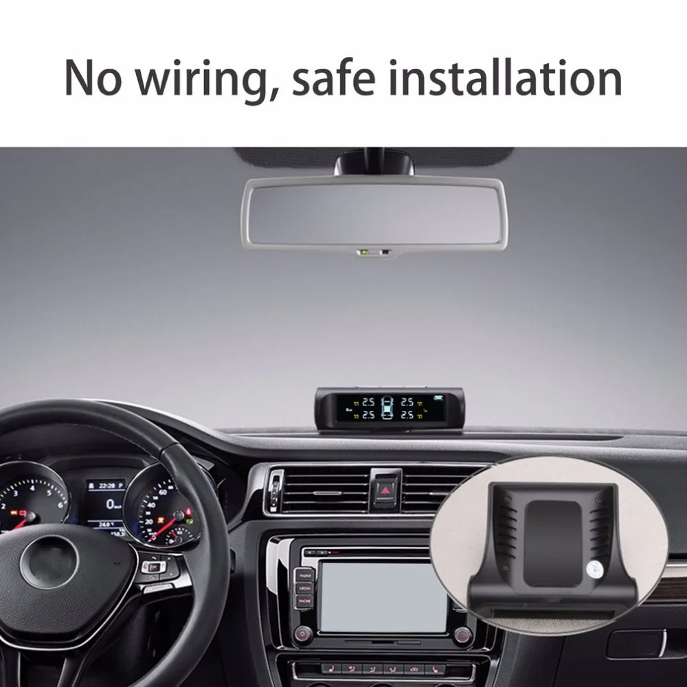 Автомобильный Солнечный TPMS внутренний/внешний датчик давления в шинах монитор беспроводной контроль давления в шинах Система сигнализации ЖК-дисплей цветной дисплей