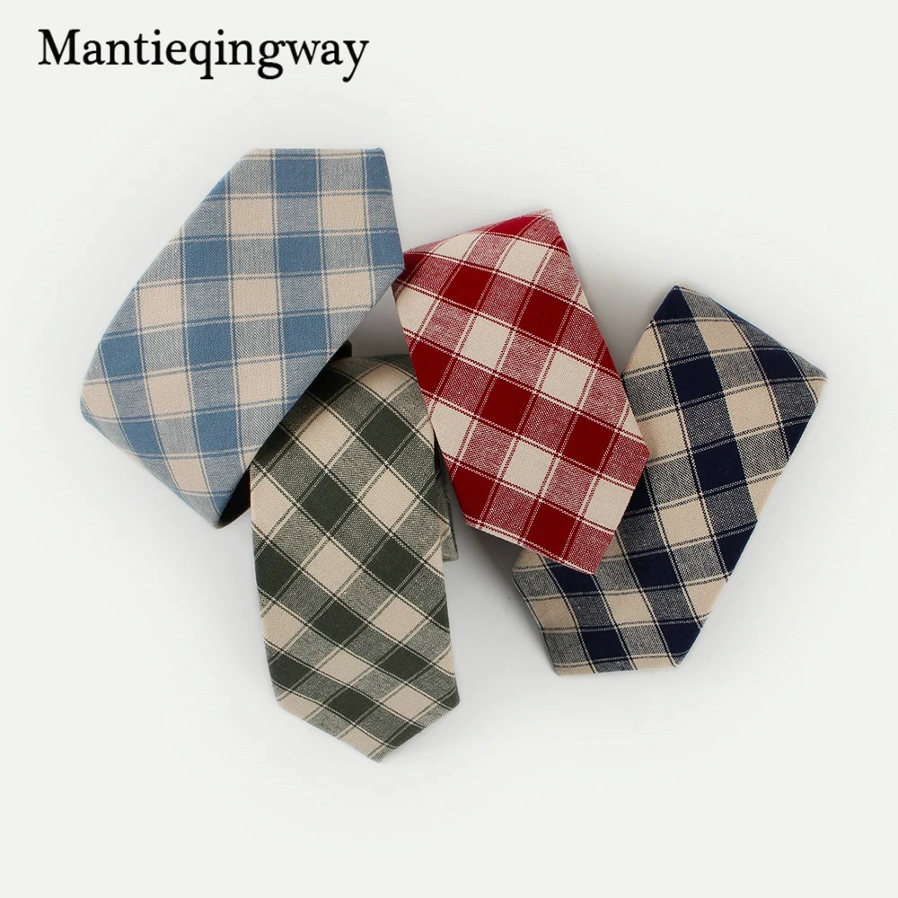Бренд mantieqingway хлопок Для мужчин S Галстуки для Костюмы Свадебные Тощий Плед