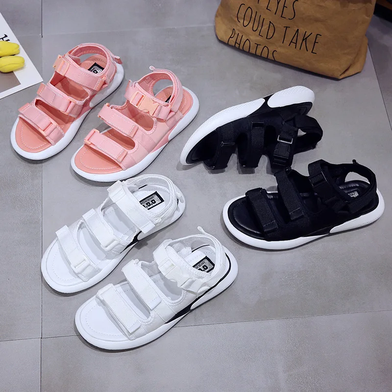 2019 г. новая летняя женская обувь на толстой резиновой подошве в римском стиле