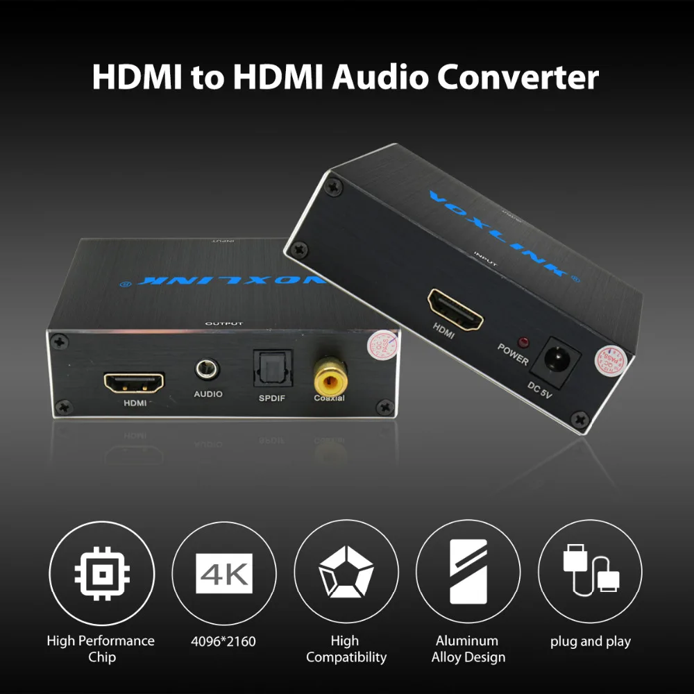 Voxlink HDMI аудио эксрактор конвертер к с оптический Toslink SPDIF + коаксиальный 3.5 мм