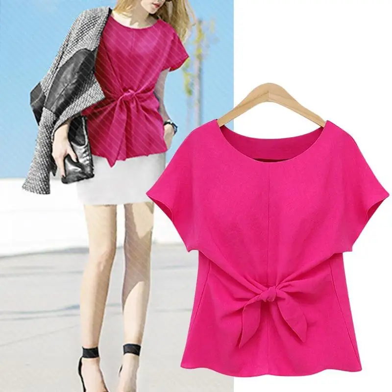 Женская кофточка с бабочкой о образным вырезом короткий рукав шифоновое