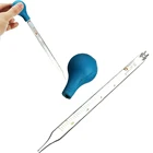 Горячая Распродажа, стеклянная капельница с резиновой головкой, стеклянная лабораторная пипетка, капельница со шкалой, синяя и прозрачная