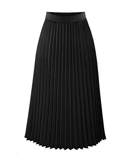 Women's High Waisted Elastic Ballet Pleated Chiffon Maxi Skirt Solid Color Beach Big Hem Skirts