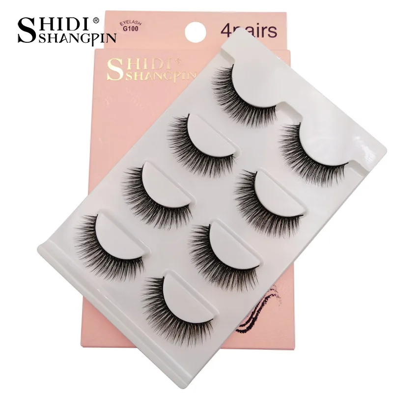 

new 4 pairs mink eyelashes false eyelashes natural 3d lashes makeup faux mink lashes fluffy false lashes for maquiagem faux cils