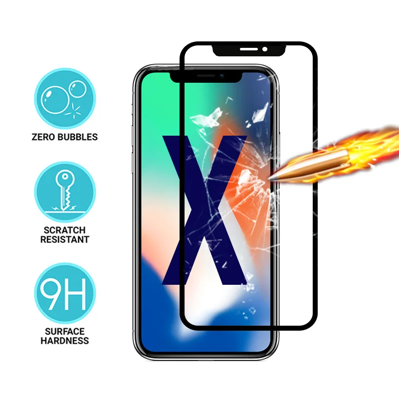 Full Cover Protective Glass on For Apple Iphone X XS XR Max Screen Protector Tremp Aphone Aiphone I phone 10 S R Verre Glas Film | Мобильные