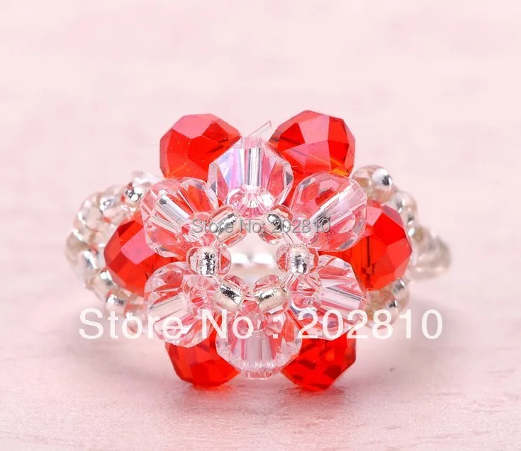 * Горячие Продажи Модные вечерние тканые Стразы двойные цветы хрустальные кольца