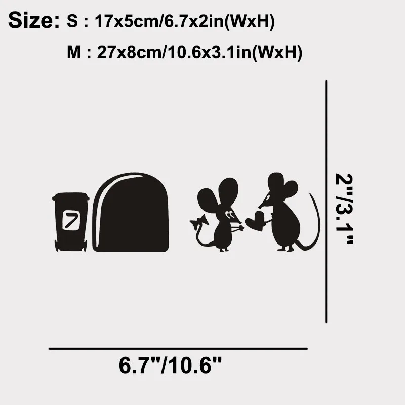 Забавная Наклейка на стену с милой мышкой и сердечком, Виниловая наклейка s Valentines, Декор для дома, детской комнаты, плинтуса, настенная художественная наклейка