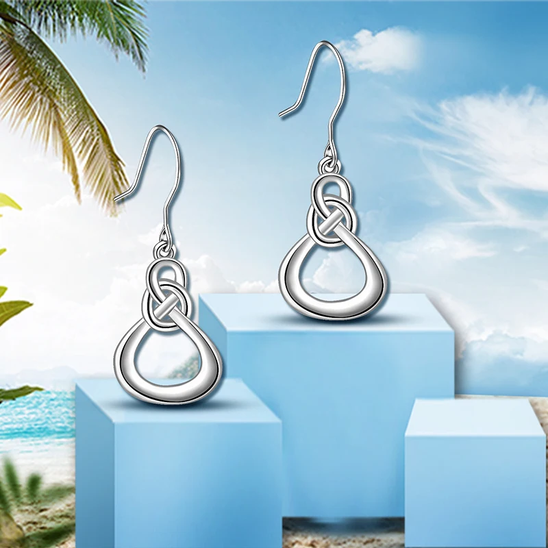 

Eudora Authentic 925 Sterling Silver Geometric Dangle Earrings for Women Girls Trendy Fashion Silver Jewelry Drop Earrings