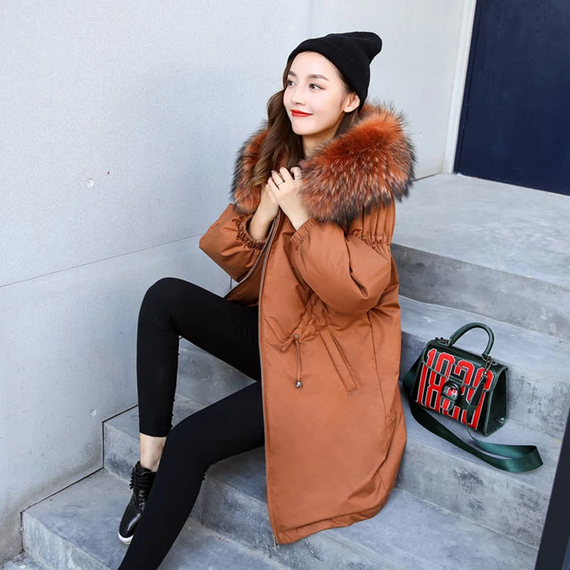 Зимняя куртка для женщин 2018 длинные женские пальто куртки большой натуральный