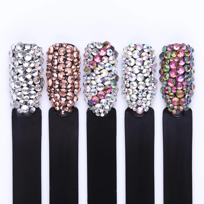 3D Nail Art Стразы красочный ноготь маникюрный-разные размеры шпильки Маникюр круглый плоский низ блестящие камни для ногтей прозрачное украшение для ногтей