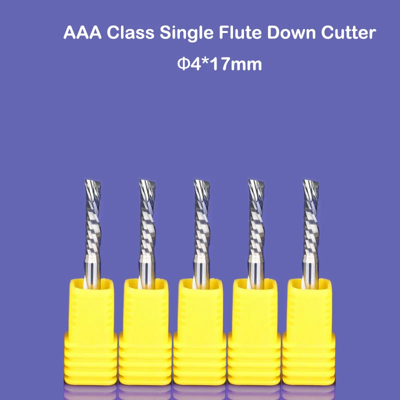 5 шт. 4x17 мм одиночные спиральные концевые флейты, левосторонние режущие долота для пластика, ПВХ, акрила, МДФ, алюминиевых деревообрабатывающих долот