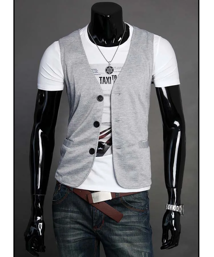 2016 Новинка без рукавов жилет тонкий мужские жилеты повседневный хлопок Человек