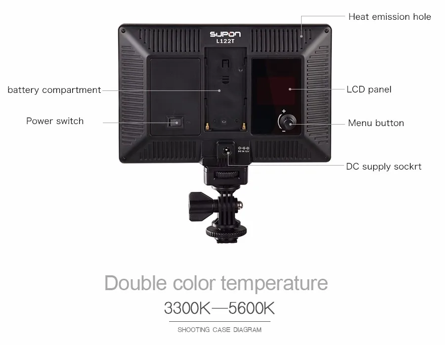 SUPON L122T 3300~ 5600K светодиодный накамерный светильник для видеосъемки студийный светильник ing для фото youtube(только светодиодный светильник