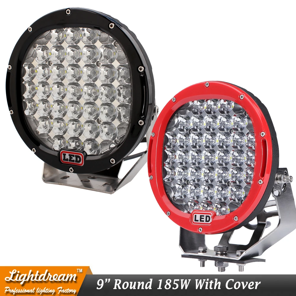 185w 9inch Red Black round led driving light 9" led off road light Super power led work light for SUV ATV UTV 4X4 4wd car x1pc