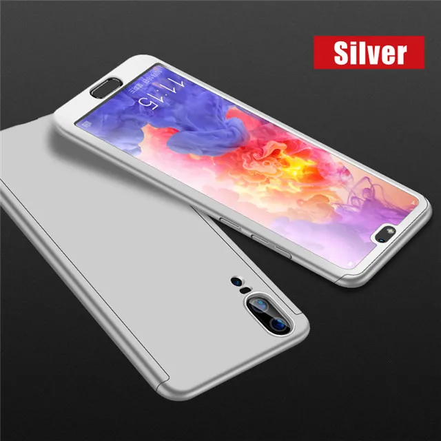 Серебристый 360 полный защитный чехол для телефона для huawei P30 P20 Mate20 Lite PSmart Y7 Y6 PRO Y9 Nova 3 3i 3E P10 P9 крышка чехол с Стекло - Цвет: Серебристый