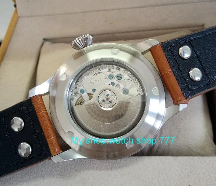 Мужские часы PARNIS ST2530 автоматические механические с черным циферблатом 47 мм|watch