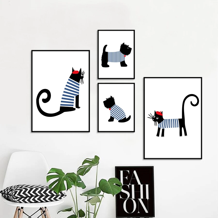 Постер с изображением собаки во французском стиле милый мультяшный шотландский