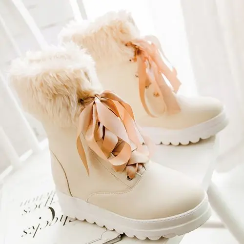 2014 plus size 34-43 new women shoes Korean lace thick snow boots | Обувь
