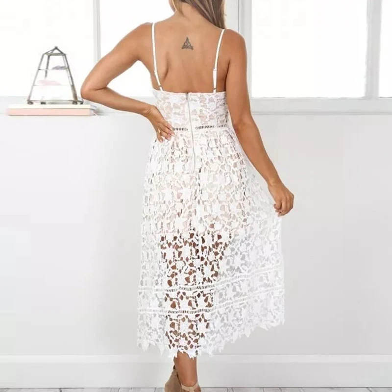 Женское кружевное платье на молнии SESOAF летнее с подкладкой молнии|vestido de festa|lace