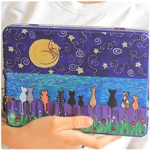 A5 прямоугольная пустая металлическая коробка, многофункциональный органайзер для хранения, большая емкость, мультяшная косметика, жестяная коробка, органайзер для макияжа