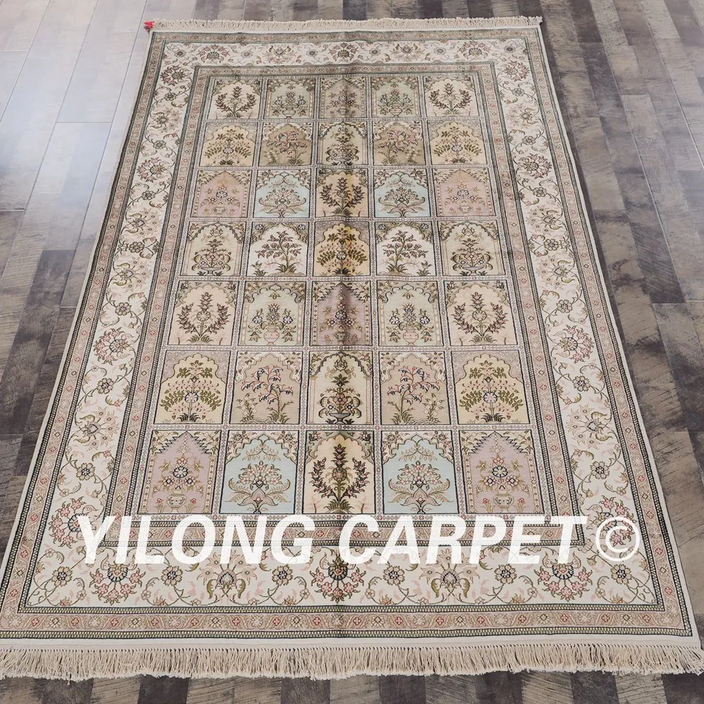 

YILONG 5'x8' четыре сезона классические домашние украшения персидские ковры ручной работы садовые шелковые ковры (LH45B5x8)