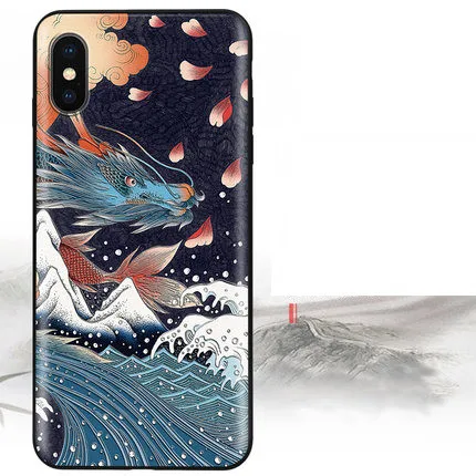 Hua Long Чехол для iphone XR, Китай, экзотический тисненый элемент, чехол для iphone 6 6s 7 8 plus x xs max, тонкий защитный чехол - Цвет: Hua Long