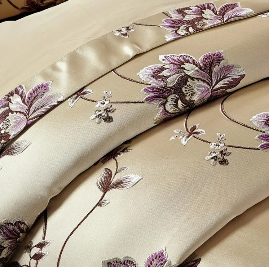 Европа благородное жаккардовое атласное постельное белье Король queen Размер 4/6 шт.