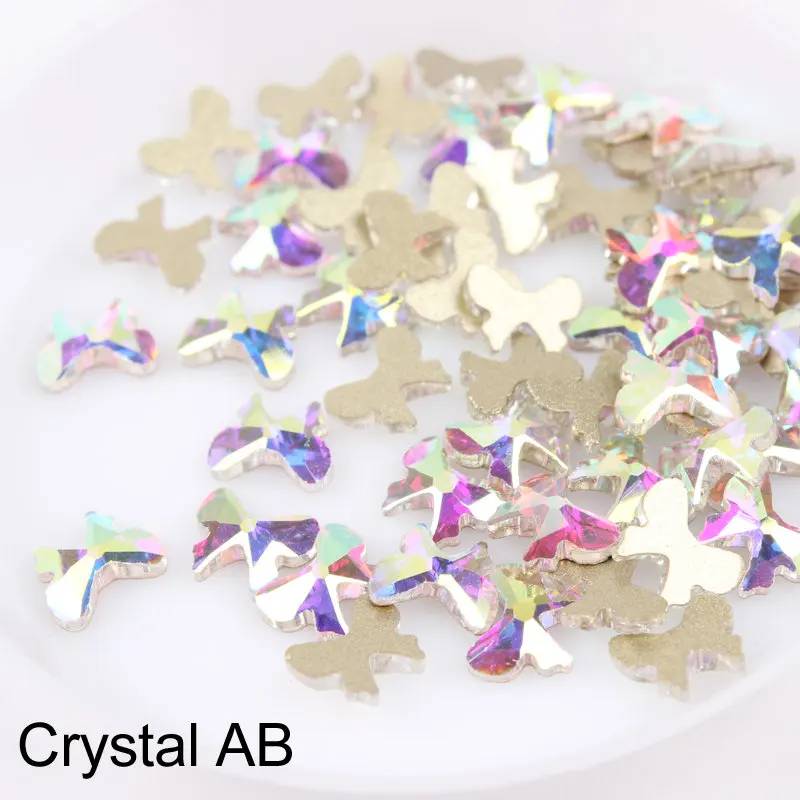 Crystal AB 30/100 шт./упак. микс Цвет ногтей Стразы Бабочка Форма с украшением в виде кристаллов Блестки для ногтей DIY 3d дизайн ногтей искусство украшения - Цвет: Crystal AB