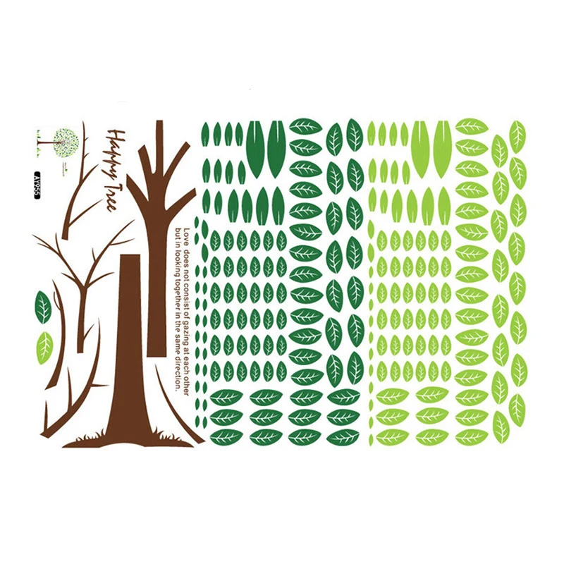 DIY счастливое дерево настенные наклейки зеленые растения цветок лист детская