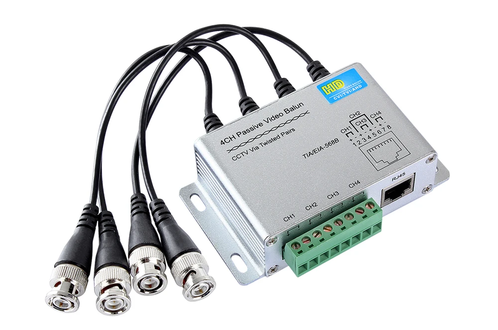 UTP 4Ch пассивный видео балун 4 канала CAT5 CCTV BNC Видео балун поддержка 1080 P/720 P AHD, HDCVI, HDTVI камера алюминиевый сплав