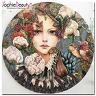 Красавица Софи, Полная ручная вышивка, стразы, вышивка крестиком, Diy алмазная живопись, Бабочка, девушка и цветок, домашний декор C258