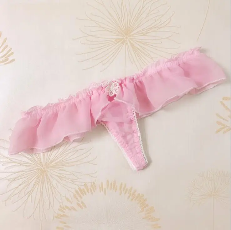 Light Pink Новое поступление, реальные фотографии, сексуальные, Лолита, милые, низкая посадка, шифон, Т-образный вырез, стринги, трусики, нижнее белье, трусики, стринги, нижнее белье - Цвет: Light Pink