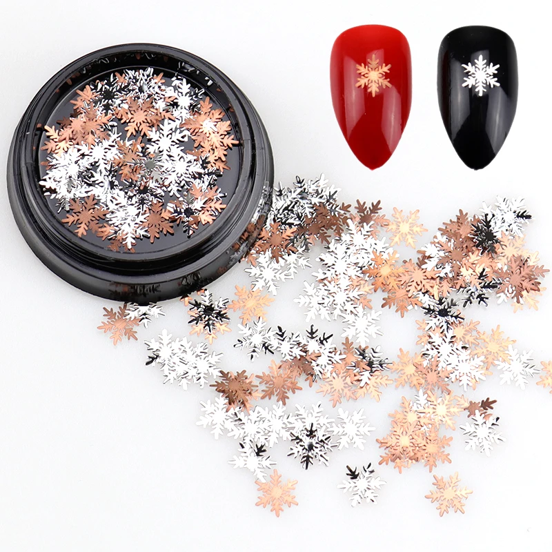 

1box /Set 3D Snowflakes Gold Metal Slices Nail Art Sequins Christmas Decorations Nail Polish Thin Sticker Designs Manicure