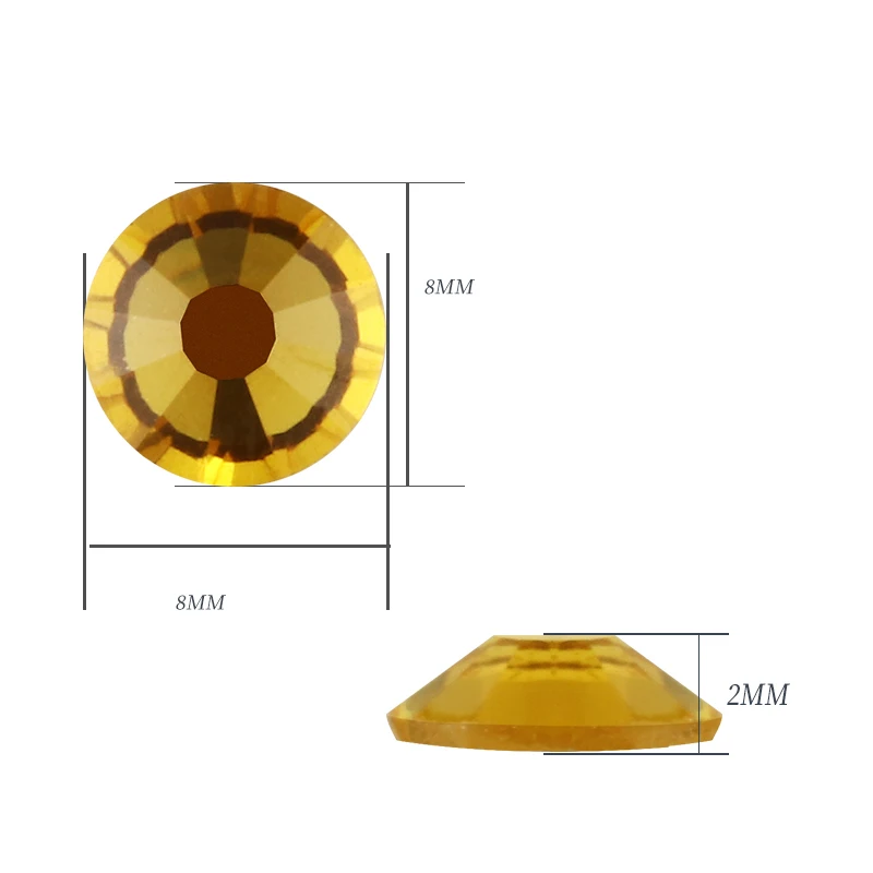 SS20 Топазовый страз Аппликация из желтого стеклянного кристалла с плоской задней стороной для дизайна 3D ногтей DIY стразы Crystal Elements Non HotFix