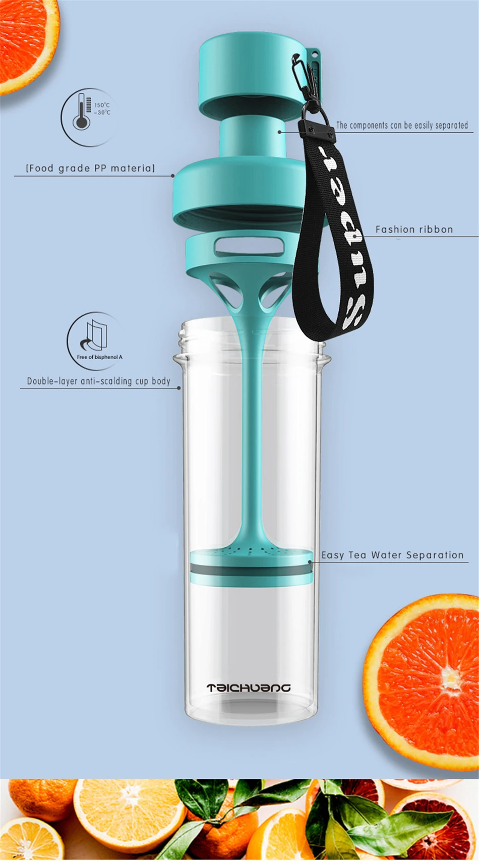 BAISPO 400 мл бутылка для лимонной воды BPA Бесплатный чай чашка Фрукты кружка Infuser сок шейкер Спорт для туристического похода портативные бутылки для воды