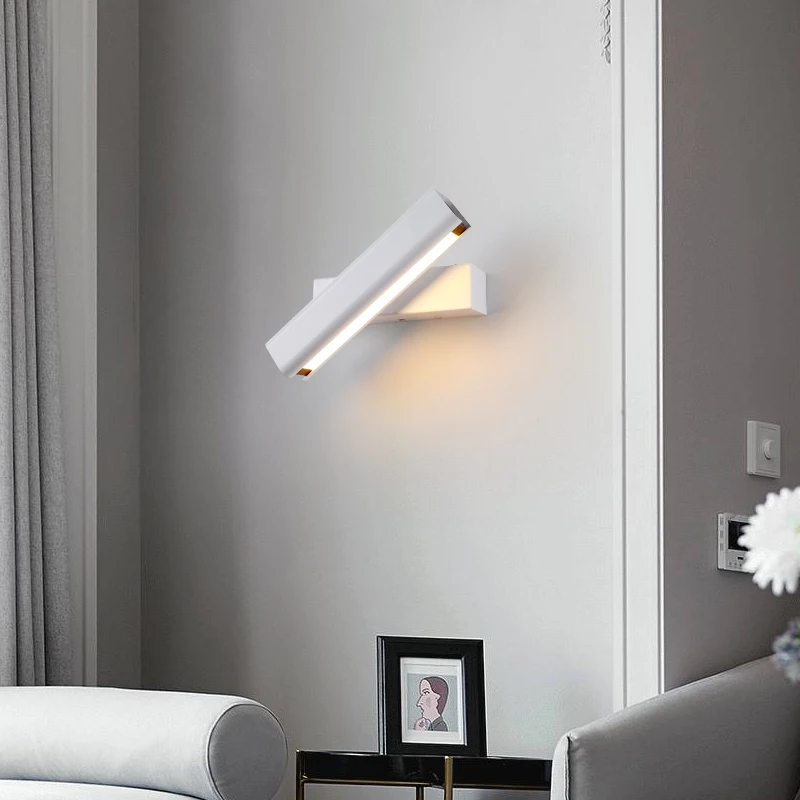 Modern minimalist aluminum + solid wood bedroom bedside wall lamp rotating LED personality creative aisle corridor | Освещение