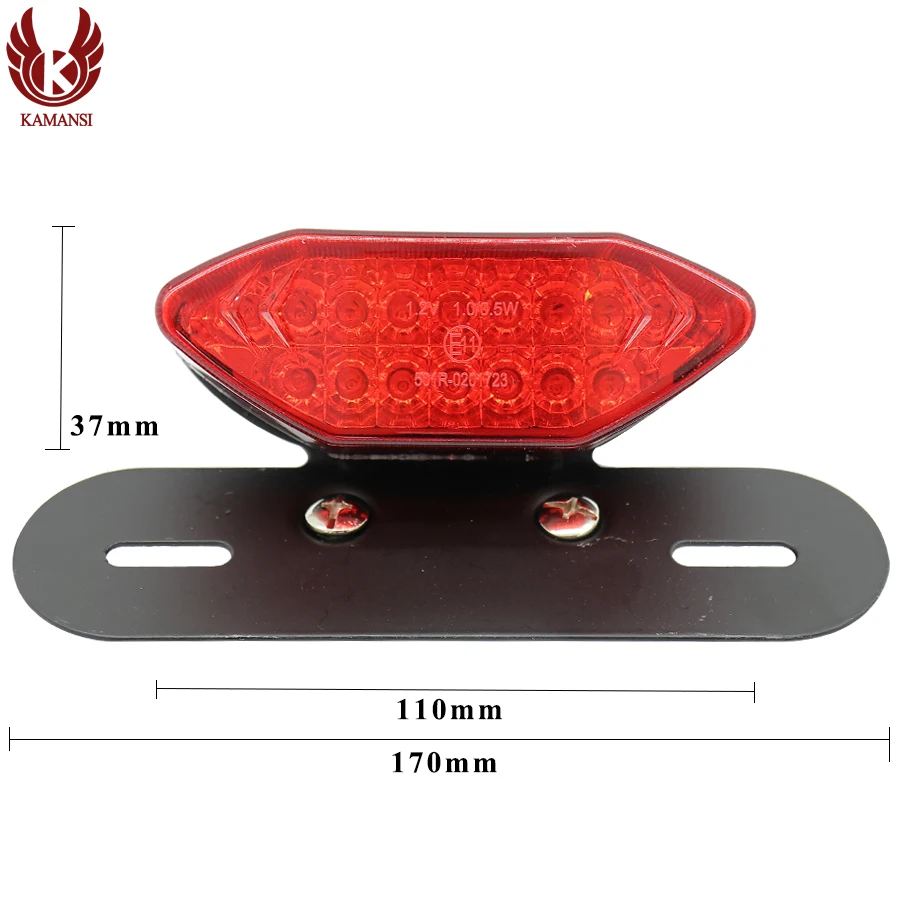 Universal 12V Motorcycle Taillights LED Red Light Self-contained Bracket 5 Lines For Cafe Racer Enduro License Plate Lights |