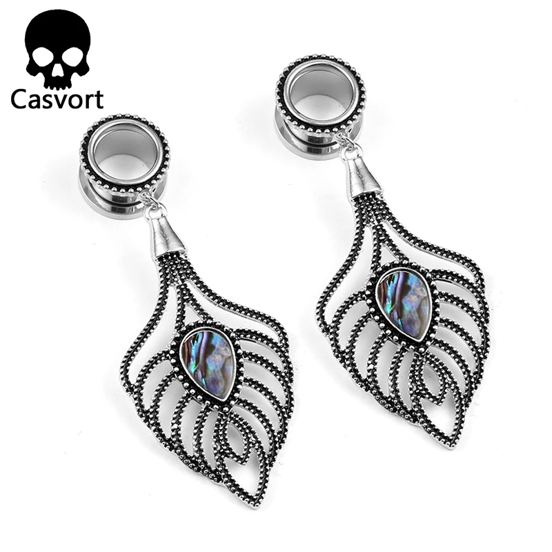Женские винтажные затычки с листьями павлина Casvort ювелирное изделие из