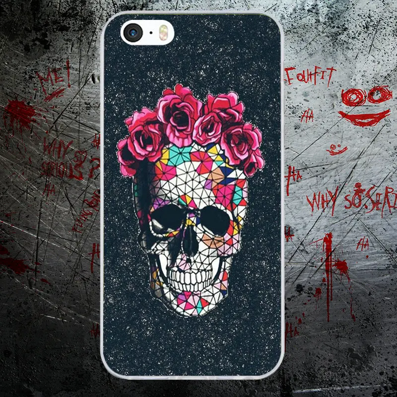 Soft TPU Mobile Phone Accessories Silicon Cases for iPhone 8 7 6 6S Plus X 5 5S SE 5C 4 4S Shell Fashion Pouch Poker Skull Tatoo | Мобильные