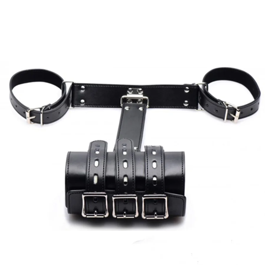 Руки за спиной ограничения ремень кожаный рычаг Биндер кожа Armbinder прямая куртка