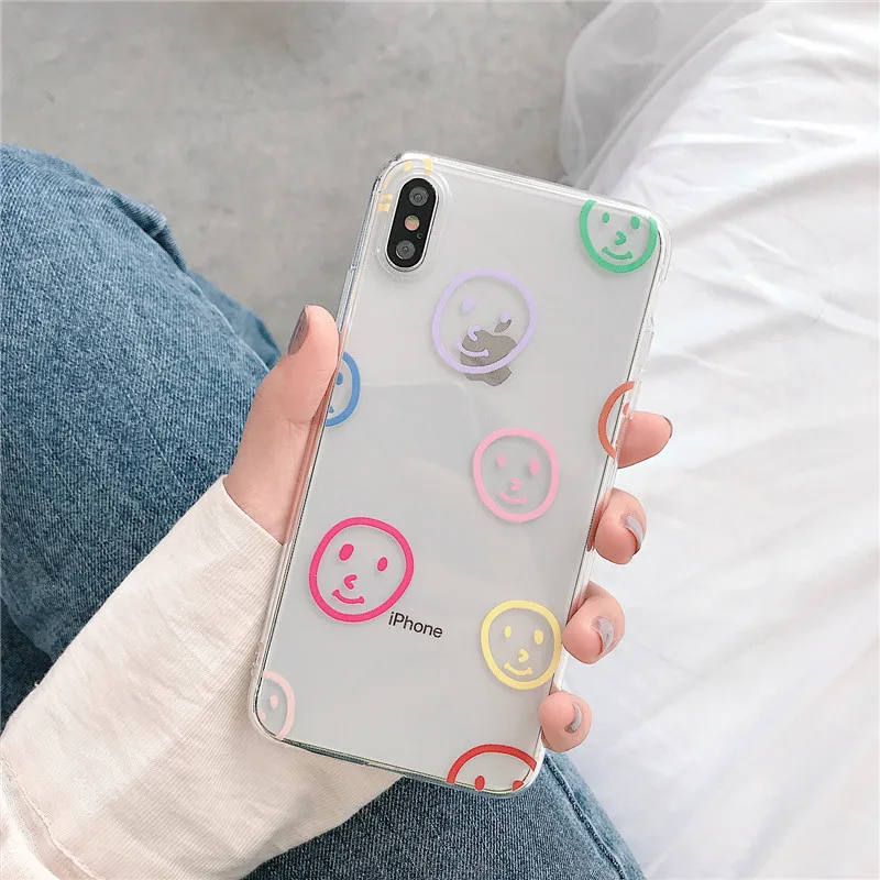 Милые чехлы для телефонов с улыбающимся лицом iPhone X XS max XR мягкий прозрачный