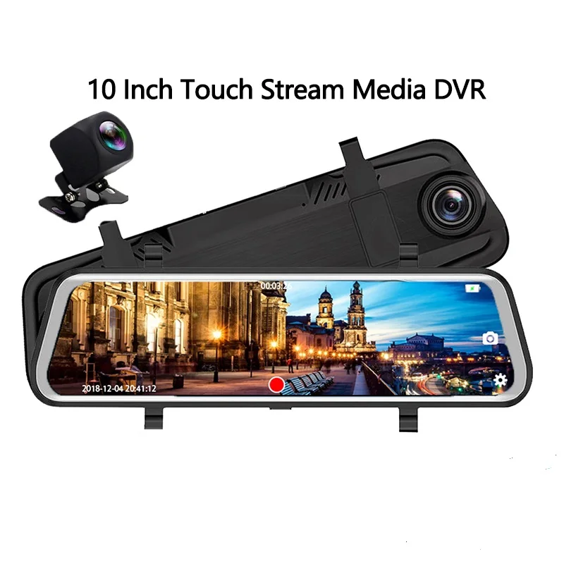

10 inch IPS Touch Stream Media Rearview Mirror Car DVR Dash Cam Video Player 1080P HD Car Intelligent System 170 Degree Lens