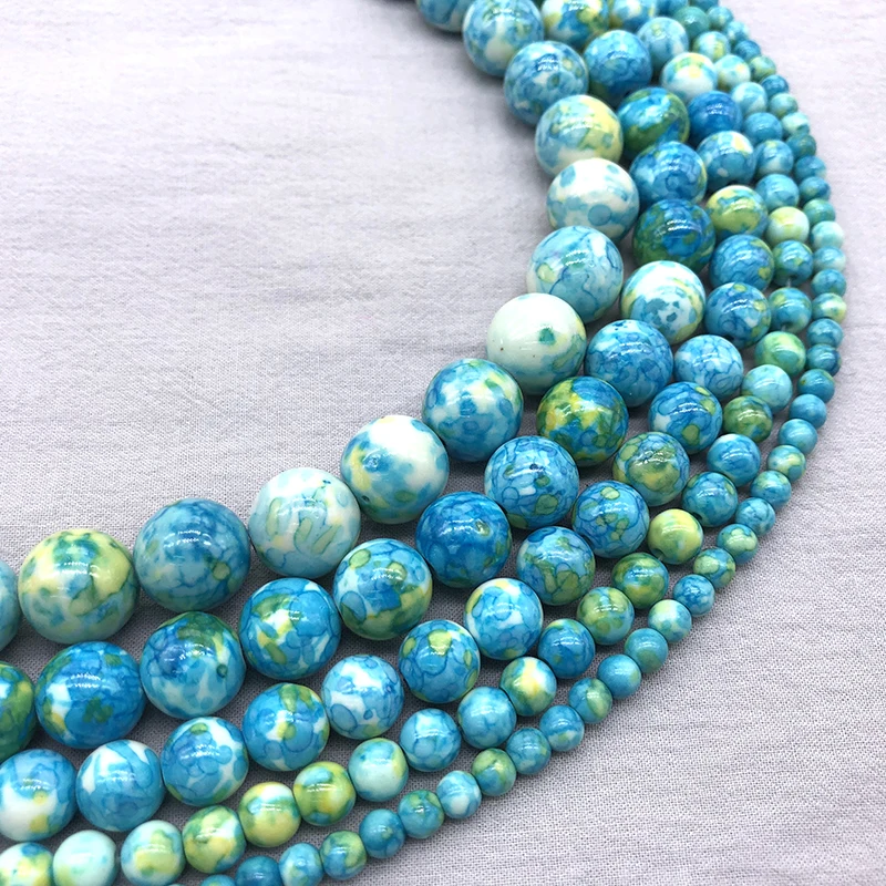 Натуральный белый синий канареечные желтые камни круглые бусины 15 &quotнитка 4 6 8 10